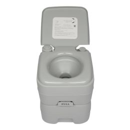 Outdoor Portable Toilet with Carry Bag 5.3 Gallon Waste Tank  Portable Removable Flush Toilet with Double Outlet