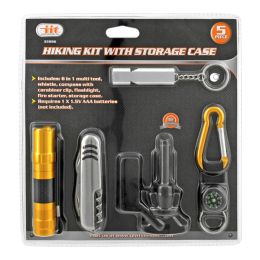 Hiking Kit with Multi Tool, Flashlight, Compass, Carabiner, Whistle and Storage Case