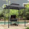 Outdoor Grill Gazebo 8 x 5 Ft; Shelter Tent; Double Tier Soft Top Canopy and Steel Frame with hook and Bar Counters; Grey