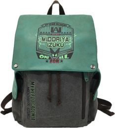 Afoxsos Japanese Anime Backpacks - Unisex Canvas Shoulder Bag for School and Office (10.6"x4.7"x16.5", Multicolors) (Type: DEKU)