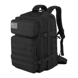 Military 3P Tactical 45L Backpack | Army 3 Day Assault Pack | Molle Bag Rucksack | Range Bag (Color: Black)