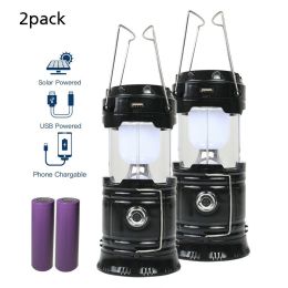 2 in 1 Ultra Bright Portable LED Flashlights Camping Lantern 2 Way Rechargeable (Pack: 2 Pack)