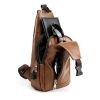 Men Chest Bag PU Leather Sling Fanny Pack Shoulder Backpack w USB Charging Port