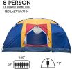 Bosonshop Outdoor 8 Person Camping Tent Easy Set Up Party Large Tent for Traveling Hiking With Portable Bag;  Blue